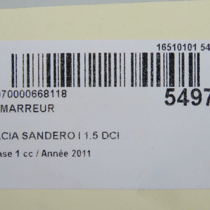 Démarreur occasion DACIA SANDERO I Phase 1 06-2008->10-2012 1.5 DCI 90ch 233000603R 7
