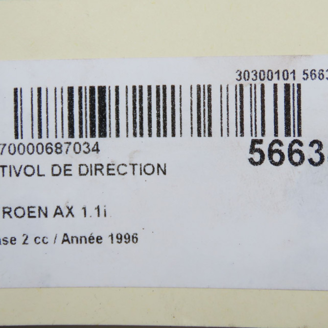 Antivol de direction occasion CITROEN AX Phase 2 07-1991->06-1998 1.1i 4162W2 4