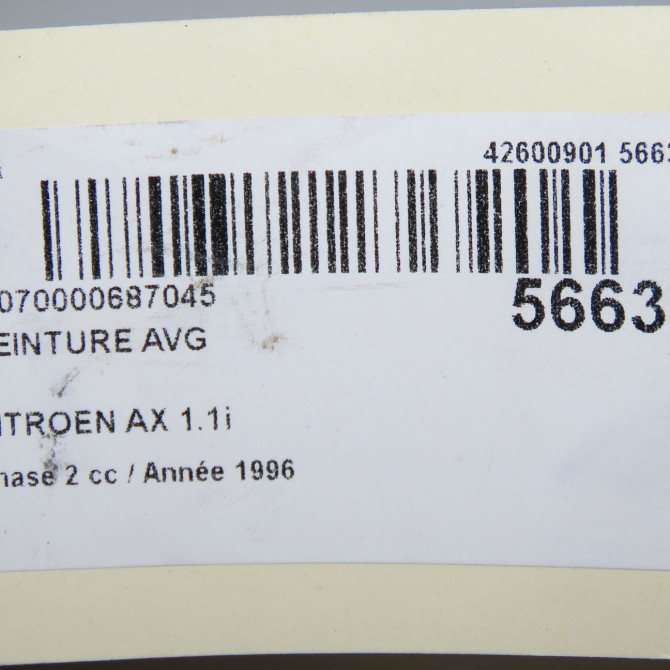 Ceinture avant gauche occasion CITROEN AX Phase 2 07-1991->06-1998 1.1i 8972AH 6