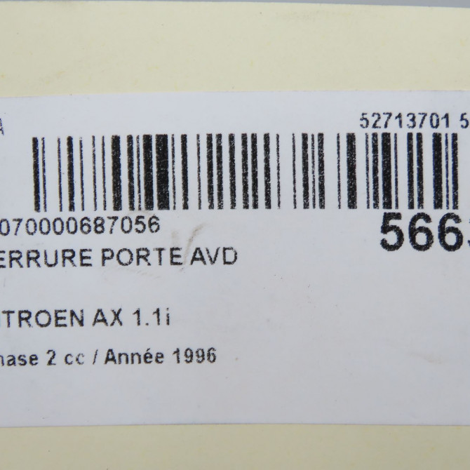 Serrure porte avd occasion CITROEN AX Phase 2 07-1991->06-1998 1.1i 96038805 4