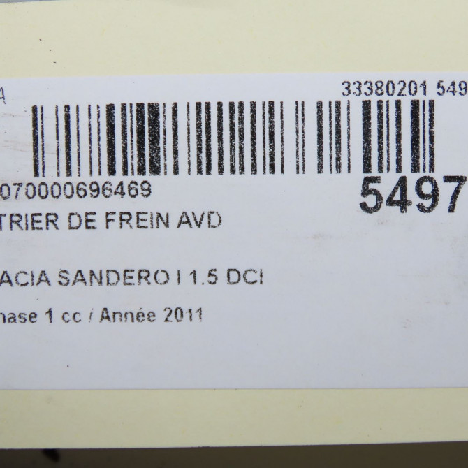 Etrier de frein avant droit occasion DACIA SANDERO I Phase 1 06-2008->10-2012 1.5 DCI 90ch 7701201770 6