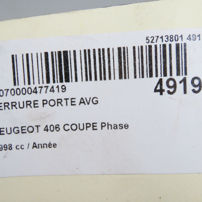 Serrure porte avg occasion PEUGEOT 406 COUPE Phase 1 05-1997->12-2004 9135H1 5