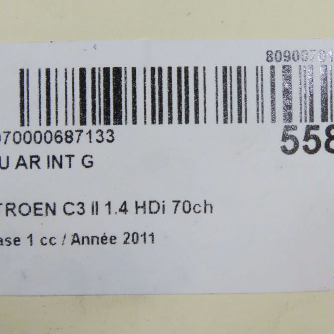 Feu arrière interieur gauche occasion CITROEN C3 II Phase 1 11-2009->02-2013 1.4 HDi 70ch 6350JC 5