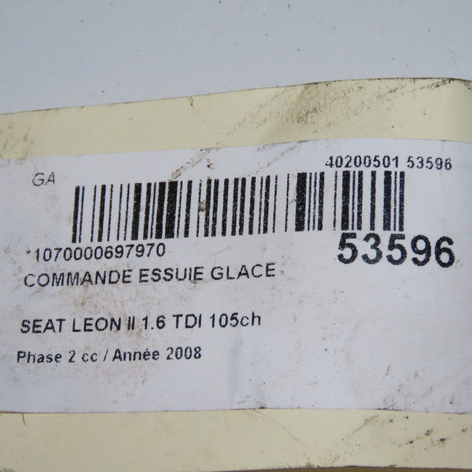 Commande essuie glace occasion SEAT LEON II Phase 2 05-2009->09-2012 1.6 TDI 105ch 1K0953519J9B9 5