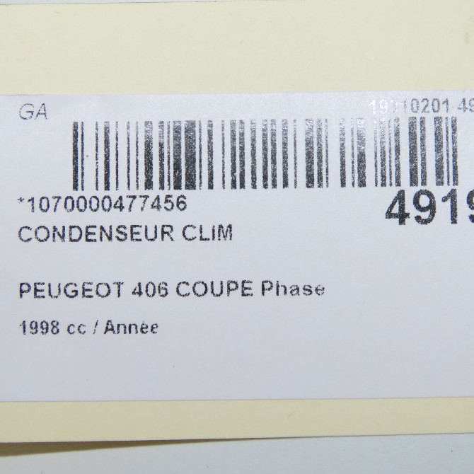Condenseur clim occasion PEUGEOT 406 COUPE Phase 1 05-1997->12-2004 6453JA 5