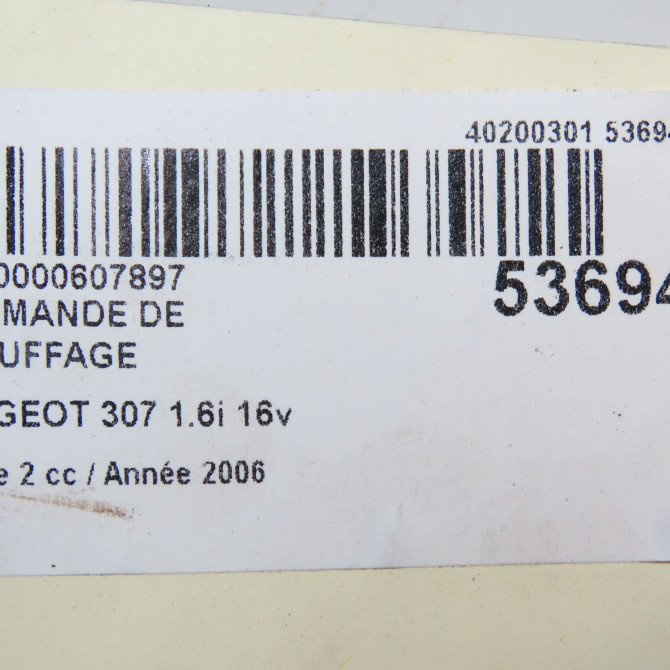 Commande de chauffage occasion PEUGEOT 307 Phase 2 06-2005->03-2008 1.6i 16v 6451SN 7