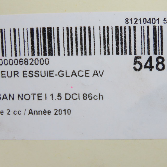 Moteur essuie-glace avant occasion NISSAN NOTE I phase 2 03-2009->02-2014 1.5 DCI 86ch 288009U10B 6