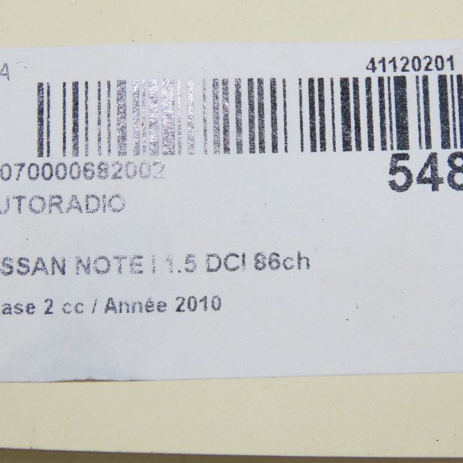 Autoradio occasion NISSAN NOTE I phase 2 03-2009->02-2014 1.5 DCI 86ch 28184BH20A 6