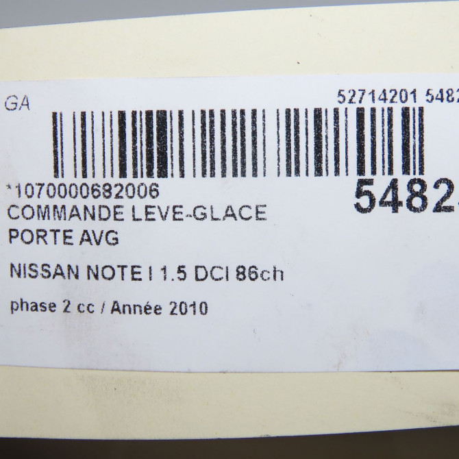 Commande lève-glace porte avant gauche occasion NISSAN NOTE I phase 2 03-2009->02-2014 1.5 DCI 86ch 25401BH12C 6