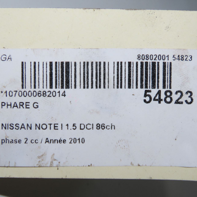 Phare gauche occasion NISSAN NOTE I phase 2 03-2009->02-2014 1.5 DCI 86ch 26060BH10A 5