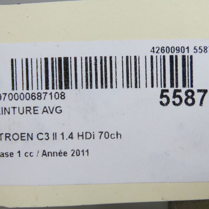Ceinture avant gauche occasion CITROEN C3 II Phase 1 11-2009->02-2013 1.4 HDi 70ch 96771569XX 8