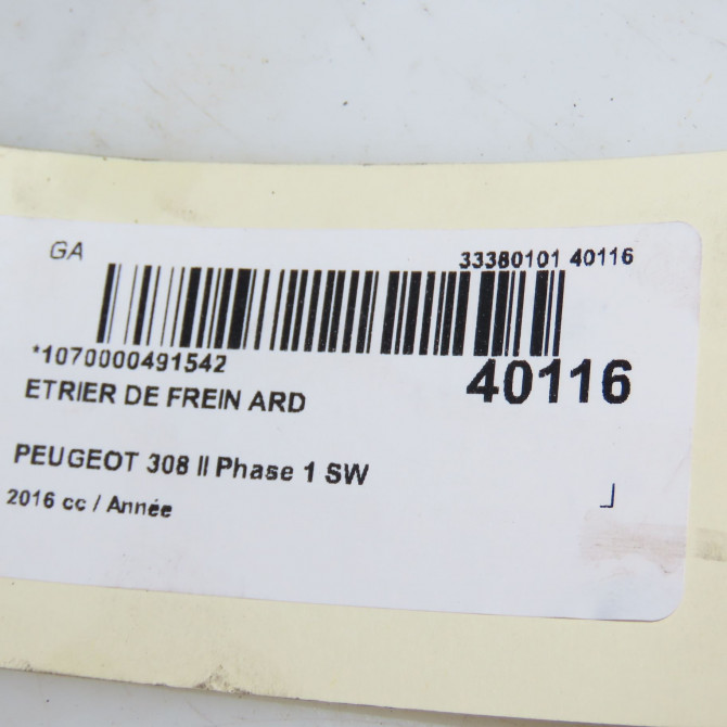 Etrier de frein arrière droit occasion PEUGEOT 308 II Phase 1 SW 02-2014->08-2017 1608998980 3