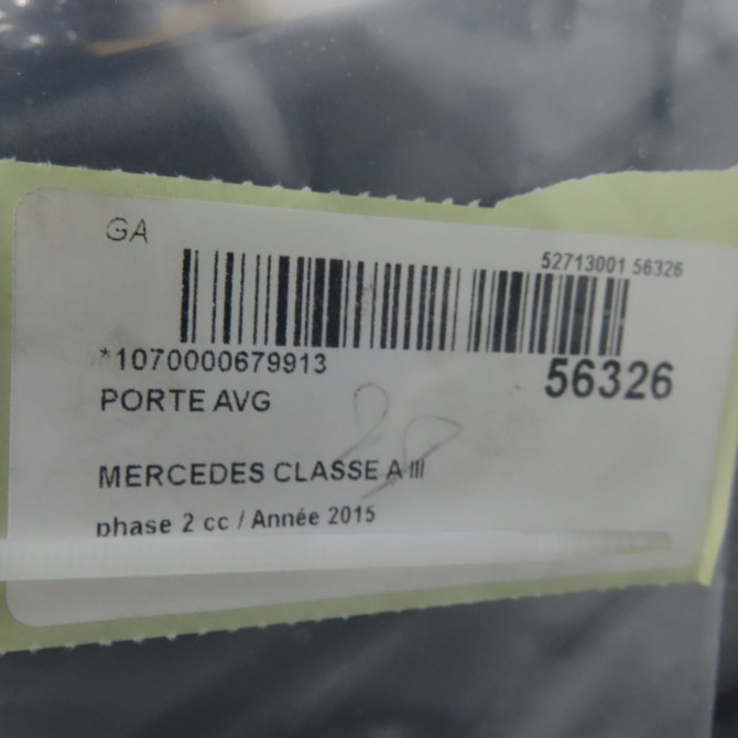 Porte avant gauche occasion MERCEDES CLASSE A III phase 2 06-2015->... A160 1.5 D 90ch 1767200105 5