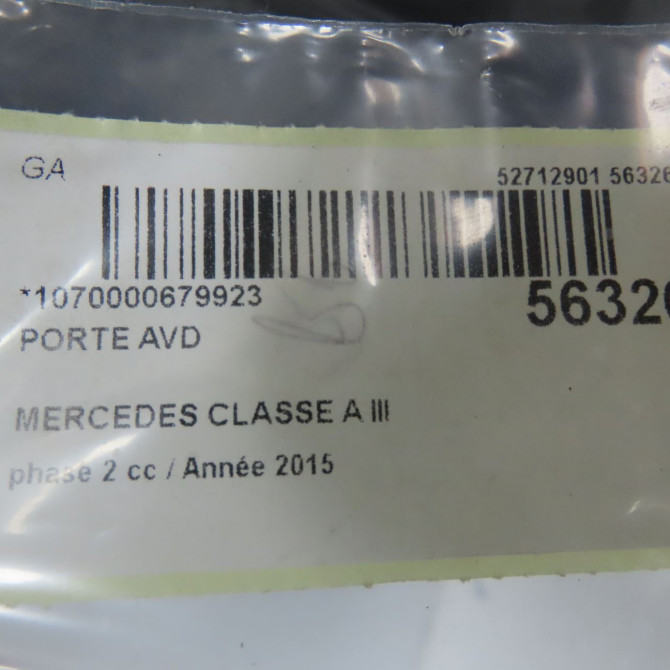 Porte avant droite occasion MERCEDES CLASSE A III phase 2 06-2015->... A160 1.5 D 90ch 1767200205 5