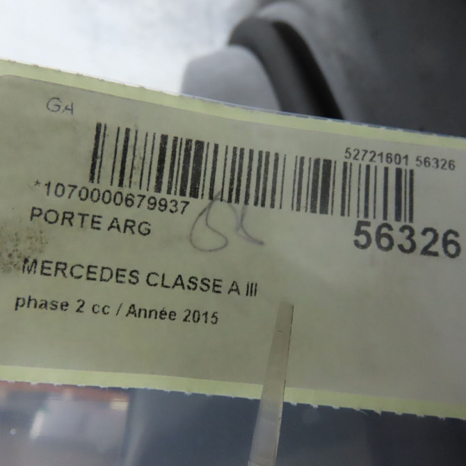 Porte arrière gauche occasion MERCEDES CLASSE A III phase 2 06-2015->... A160 1.5 D 90ch 1767300105 4
