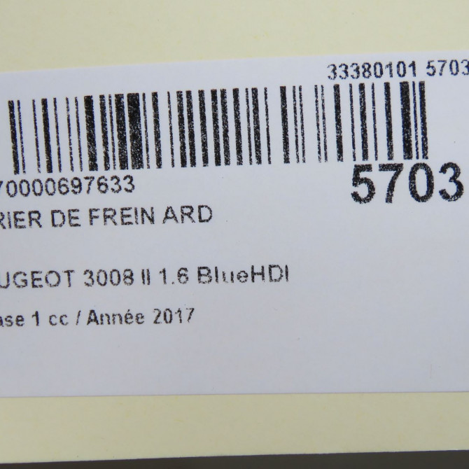 Etrier de frein arrière droit occasion PEUGEOT 3008 II Phase 1 04-1995->04-1999 1.6 BlueHDI 120ch 1608998980 7