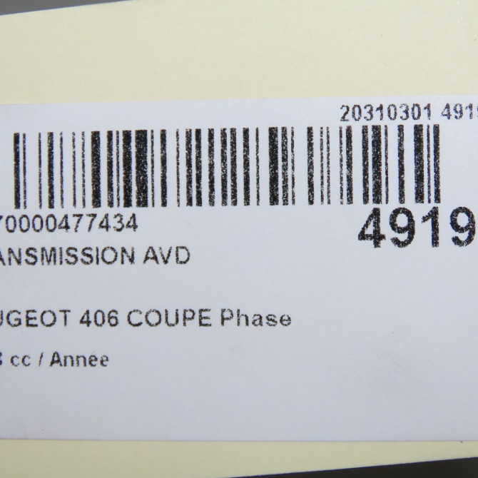 Transmission avant droite occasion PEUGEOT 406 COUPE Phase 1 05-1997->12-2004 3273Z1 6