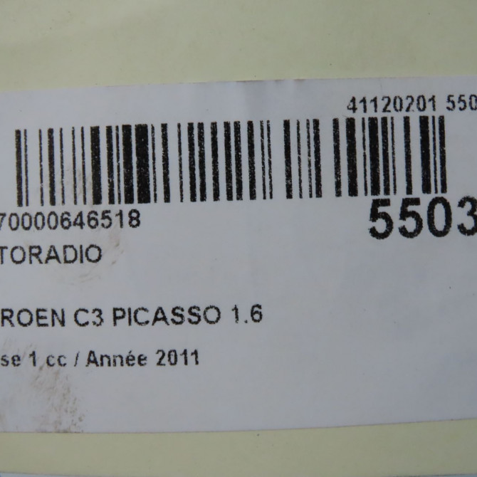 Autoradio occasion CITROEN C3 PICASSO Phase 1 02-2009->08-2012 1.6 HDi 90ch 6579NQ 6