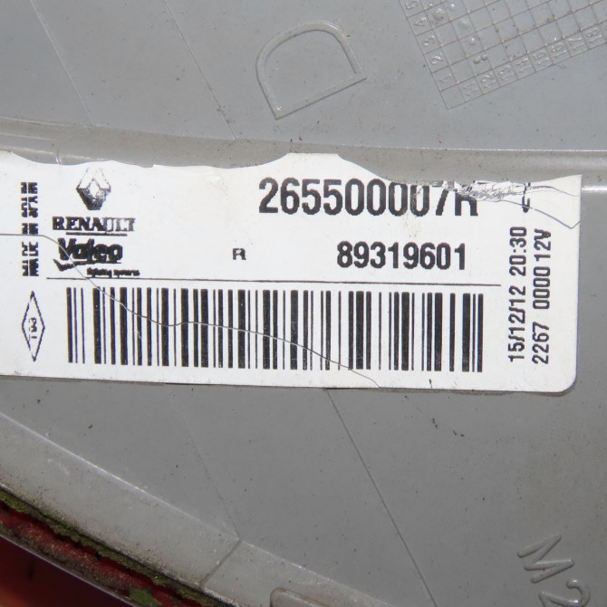 Feu arrière droit occasion RENAULT MEGANE III Phase 2 01-2012->06-2014 1.5 DCI 110ch 265500007R 4