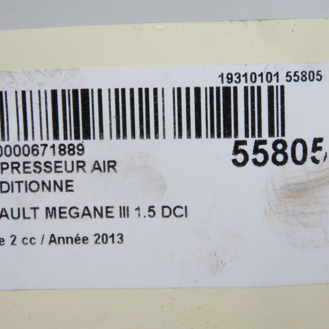 Compresseur air conditionne occasion RENAULT MEGANE III Phase 2 01-2012->06-2014 1.5 DCI 110ch 926008209R 8