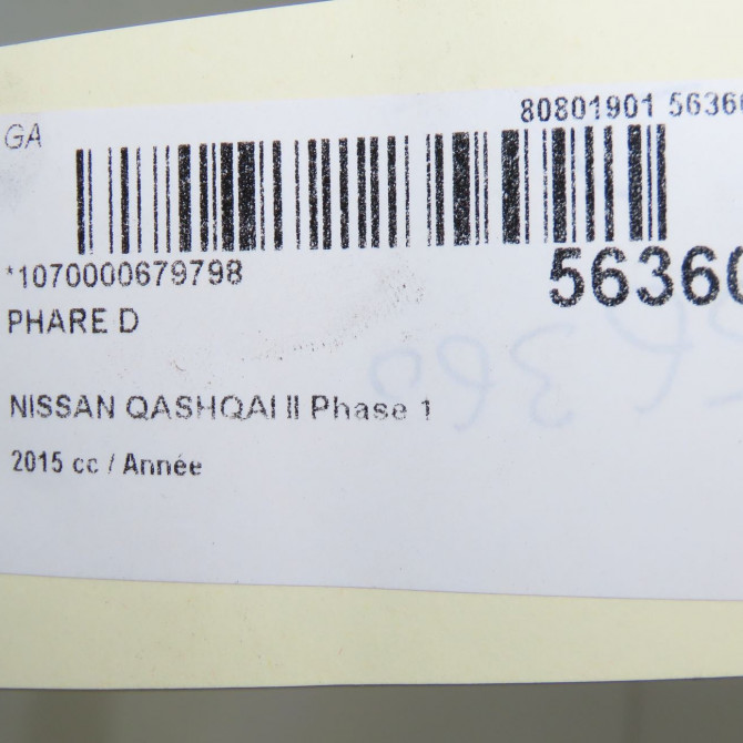 Phare droit occasion NISSAN QASHQAI II Phase 1 02-2014->... 260104EH1B 6