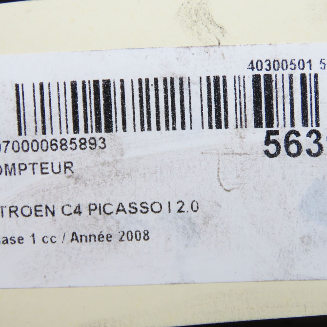 Compteur occasion CITROEN C4 PICASSO I Phase 1 01-2007->10-2013 2.0 HDi 138ch 6103W1 8