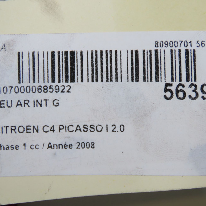 Feu arrière interieur gauche occasion CITROEN C4 PICASSO I Phase 1 01-2007->10-2013 2.0 HDi 138ch 6350CC 6