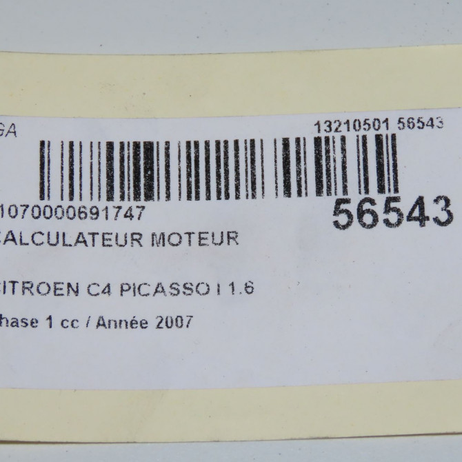 Calculateur moteur occasion CITROEN C4 PICASSO I Phase 1 01-2007->10-2013 1.6 HDi 16v 110ch 1942J1 8