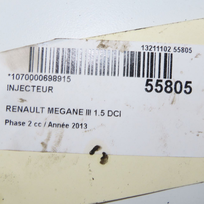 Injecteur occasion RENAULT MEGANE III Phase 2 01-2012->06-2014 1.5 DCI 110ch 166006212R 5