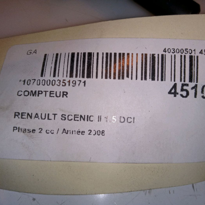 Compteur occasion RENAULT SCENIC II Phase 2 09-2006->04-2009 1.5 DCI 105ch 8200787774 6