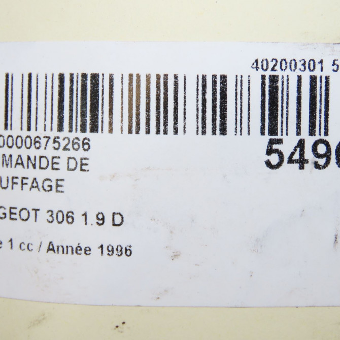 Commande de chauffage occasion PEUGEOT 306 Phase 1 09-1994->03-1997 1.9 D 6451E3 5