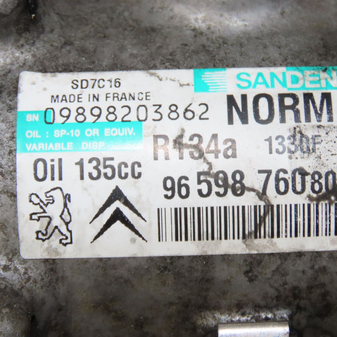 Compresseur air conditionne occasion CITROEN C4 PICASSO I Phase 1 01-2007->10-2013 2.0 HDi 138ch 648728 7