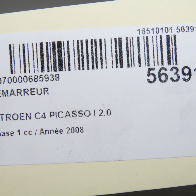 Démarreur occasion CITROEN C4 PICASSO I Phase 1 01-2007->10-2013 2.0 HDi 138ch 5802Z5 7