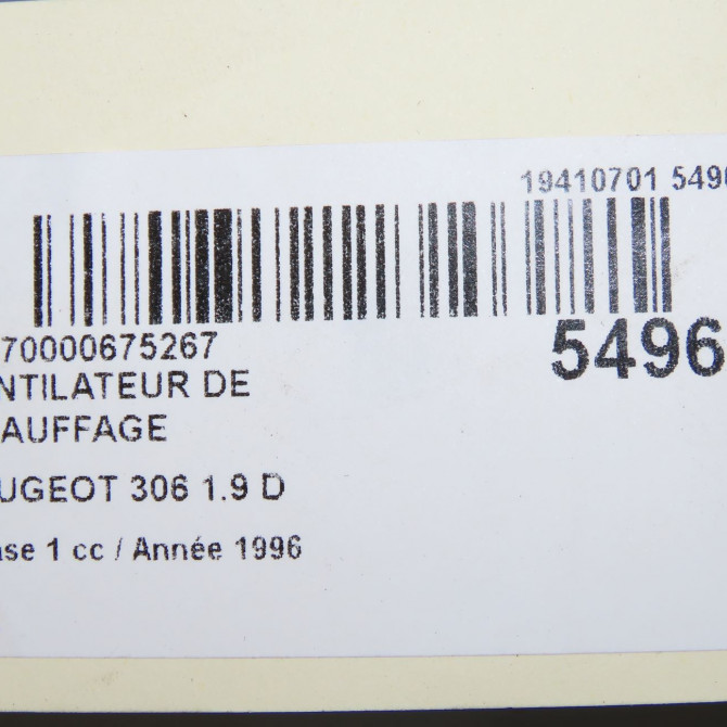 Ventilateur de chauffage occasion PEUGEOT 306 Phase 1 09-1994->03-1997 1.9 D 644195 7