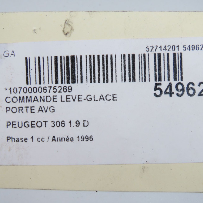 Commande lève-glace porte avant gauche occasion PEUGEOT 306 Phase 1 09-1994->03-1997 1.9 D 6552Z0 7