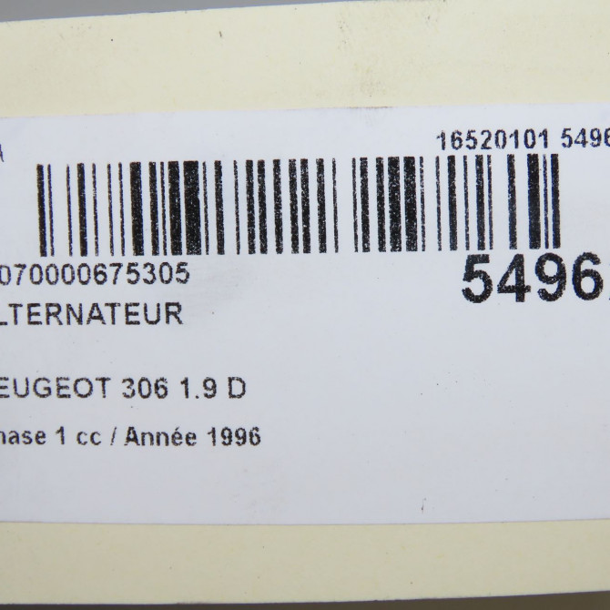 Alternateur occasion PEUGEOT 306 Phase 1 09-1994->03-1997 1.9 D 5705L7 8