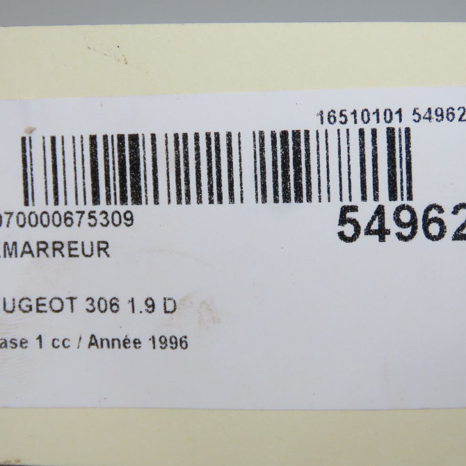 Démarreur occasion PEUGEOT 306 Phase 1 09-1994->03-1997 1.9 D 9827007180 6