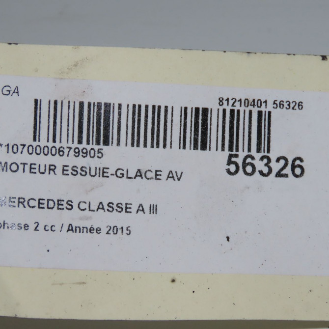 Moteur essuie-glace avant occasion MERCEDES CLASSE A III phase 2 06-2015->... A160 1.5 D 90ch 1768200040 7