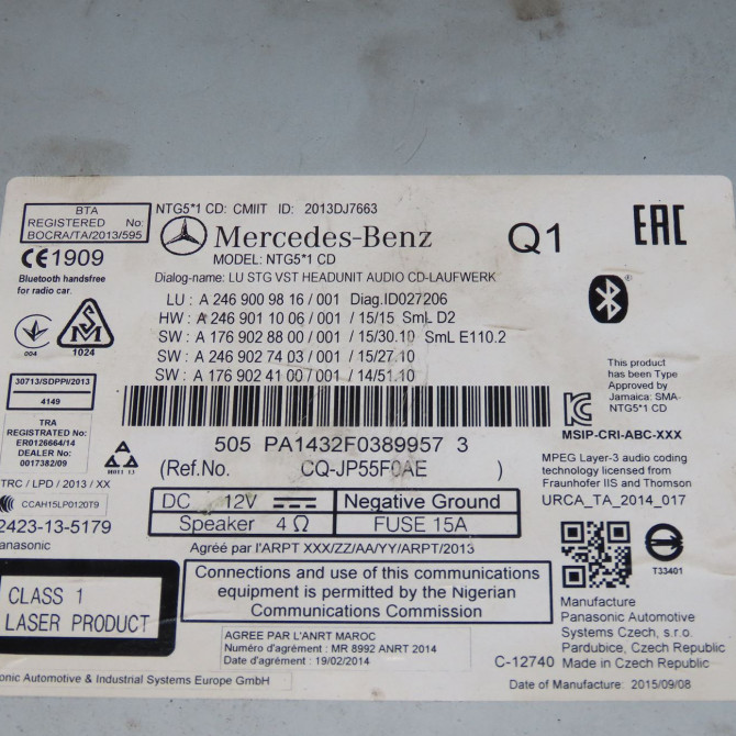 Autoradio occasion MERCEDES CLASSE A III phase 2 06-2015->... A160 1.5 D 90ch 1669007814 4