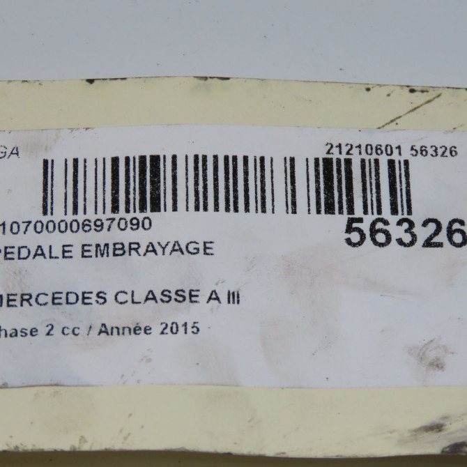 Pedale embrayage occasion MERCEDES CLASSE A III phase 2 06-2015->... A160 1.5 D 90ch 2462906001 7