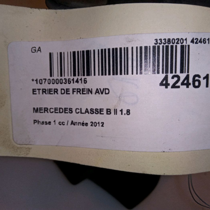 Etrier de frein avant droit occasion MERCEDES CLASSE B II Phase 1 04-1995->04-1999 1.8 CDI 136ch 4217481 4
