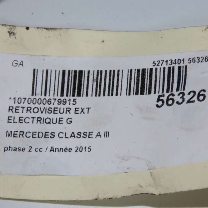 Retroviseur exterieur electrique gauche occasion MERCEDES CLASSE A III phase 2 06-2015->... A160 1.5 D 90ch 1768100376 7