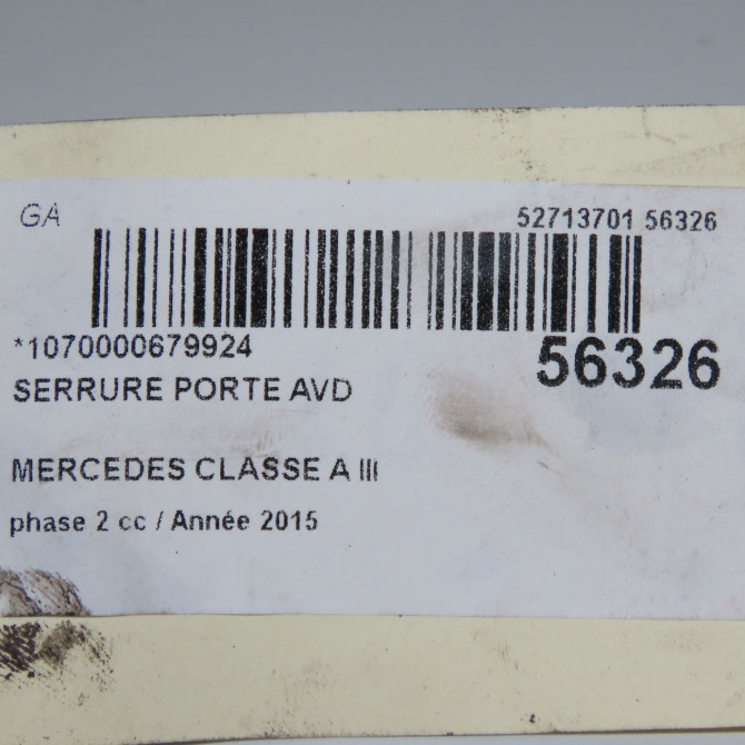 Serrure porte avd occasion MERCEDES CLASSE A III phase 2 06-2015->... A160 1.5 D 90ch 1667200435 7