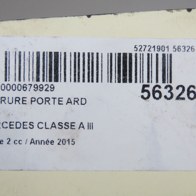Serrure porte ard occasion MERCEDES CLASSE A III phase 2 06-2015->... A160 1.5 D 90ch 2047302835 7