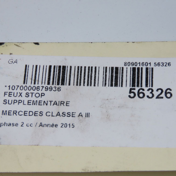 Feux stop supplementaire occasion MERCEDES CLASSE A III phase 2 06-2015->... A160 1.5 D 90ch 1769068600 5