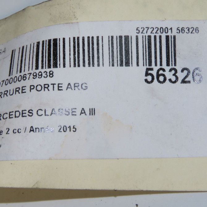 Serrure porte arg occasion MERCEDES CLASSE A III phase 2 06-2015->... A160 1.5 D 90ch 2047302735 8