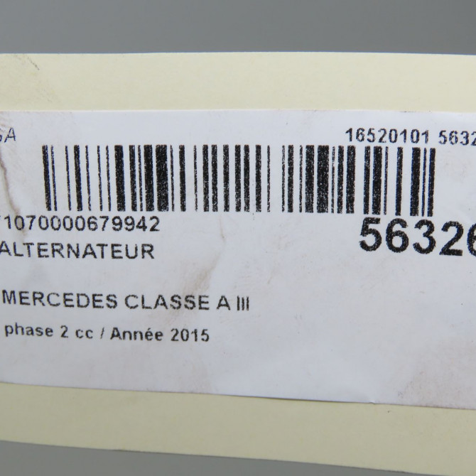 Alternateur occasion MERCEDES CLASSE A III phase 2 06-2015->... A160 1.5 D 90ch 9063822 7