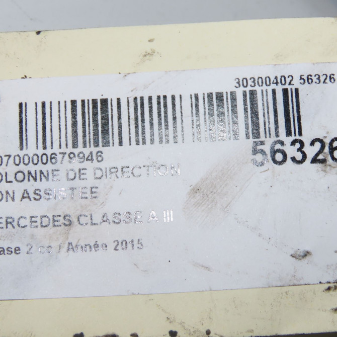 Colonne de direction non assistee occasion MERCEDES CLASSE A III phase 2 06-2015->... A160 1.5 D 90ch 246460251628 8
