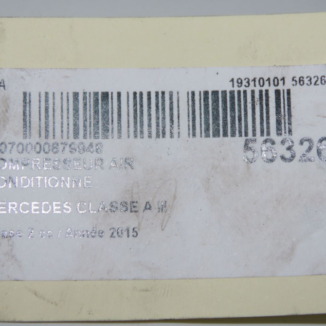 Compresseur air conditionne occasion MERCEDES CLASSE A III phase 2 06-2015->... A160 1.5 D 90ch 42301711 7