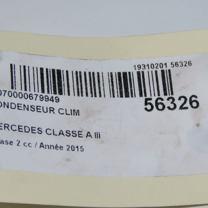 Condenseur clim occasion MERCEDES CLASSE A III phase 2 06-2015->... A160 1.5 D 90ch 2465000454 5